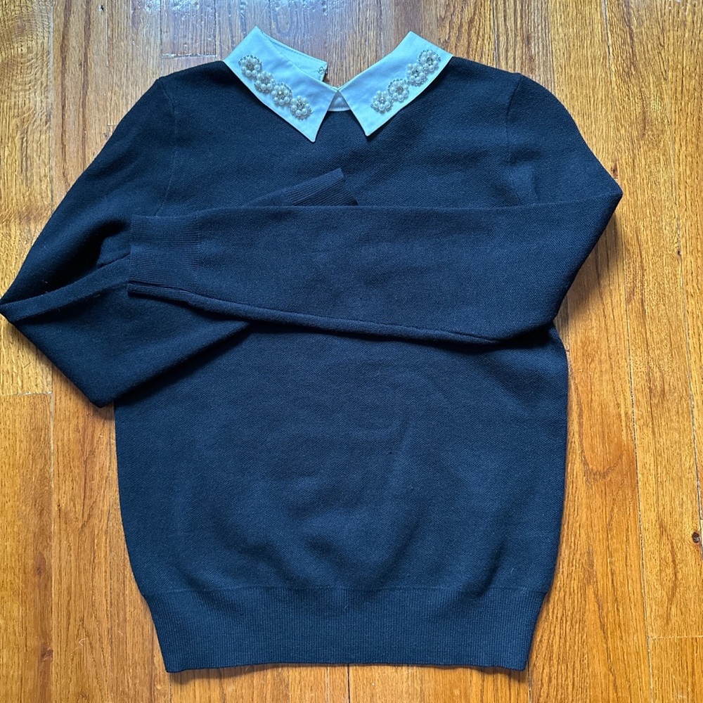 Black sweater with gorgeous neckline detail!